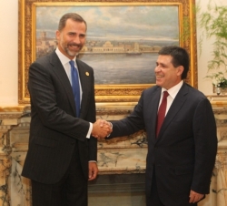 Su Alteza Real el Príncipe de Asturias tras el encuentro con el presidente electo, Horacio Carte